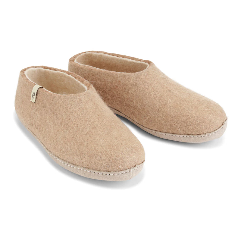 Wool Slipper Shoes Beige Felted Mule