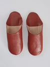 Mens Moroccan Leather Babouche Basic Slippers Terracotta