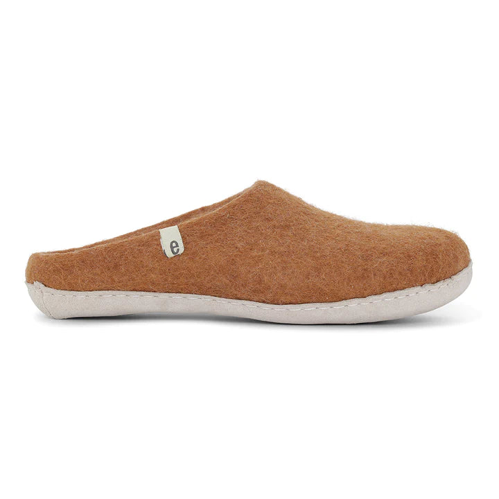 Wool Slippers Felted Mule Chestnut