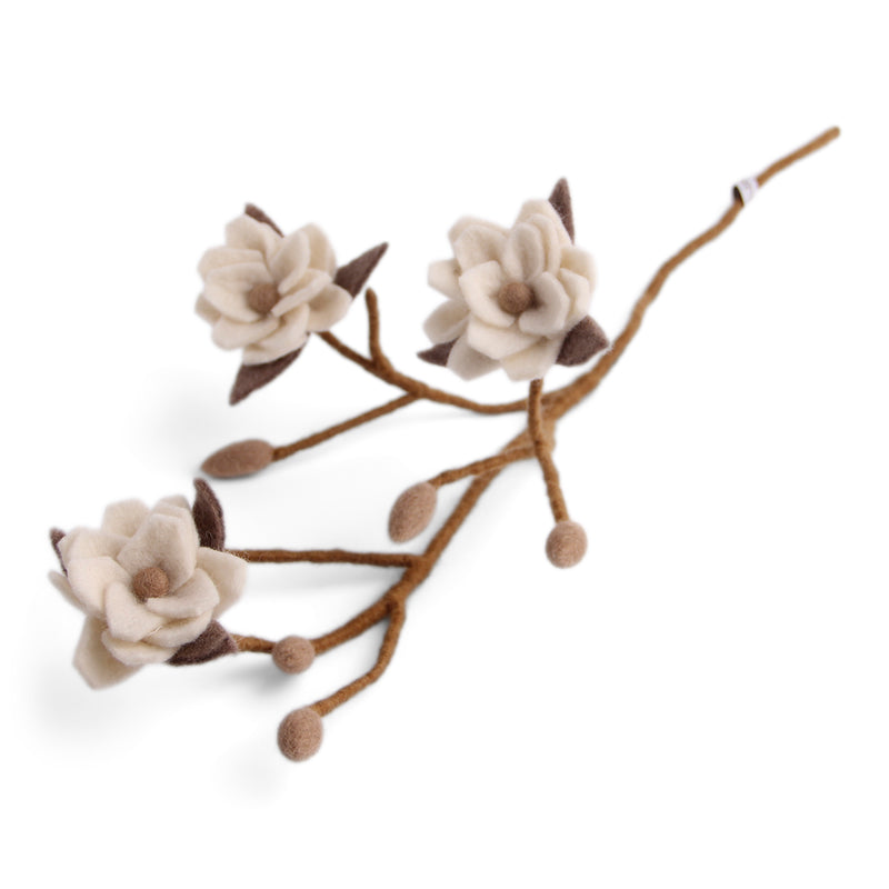 Felted Magnolia Branch with Flowers