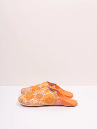 Womens Cotton/Leather Babouche Slippers