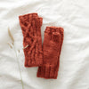 Wristwarmer Wool Gloves Cable Knit Multicoloured Rust Orange RAJA