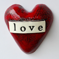 Handmade Ceramic Love Heart - RED