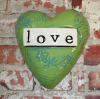 Handmade Ceramic Love Heart - GREEN