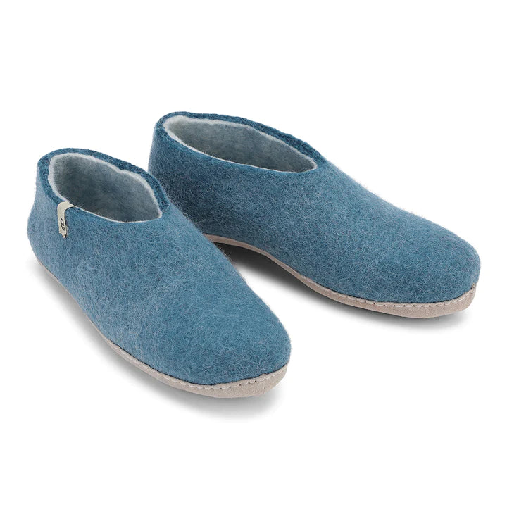 Wool Slipper Shoes Sea Blue Felted Mule