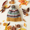 Wool Bobble Hat Multicoloured Mustard Yellow Waste Wool