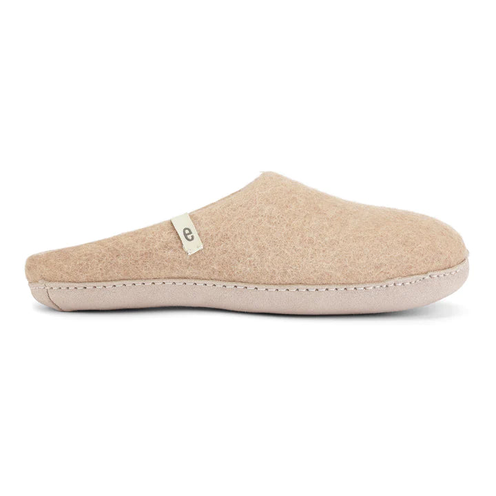 Wool Slippers Beige Felted Mule