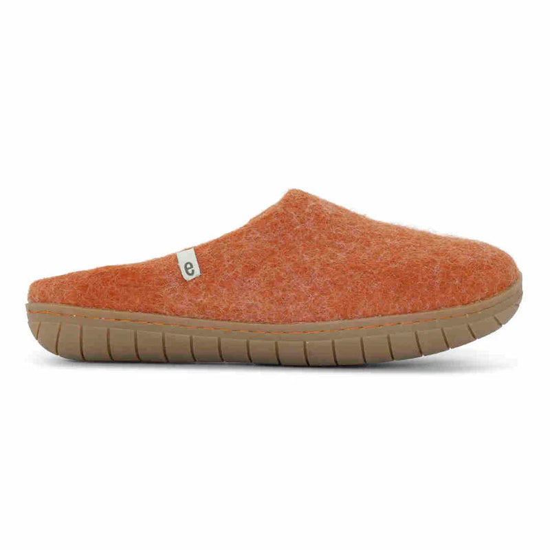 Wool Slippers Clay Rubber Sole Felted Mule