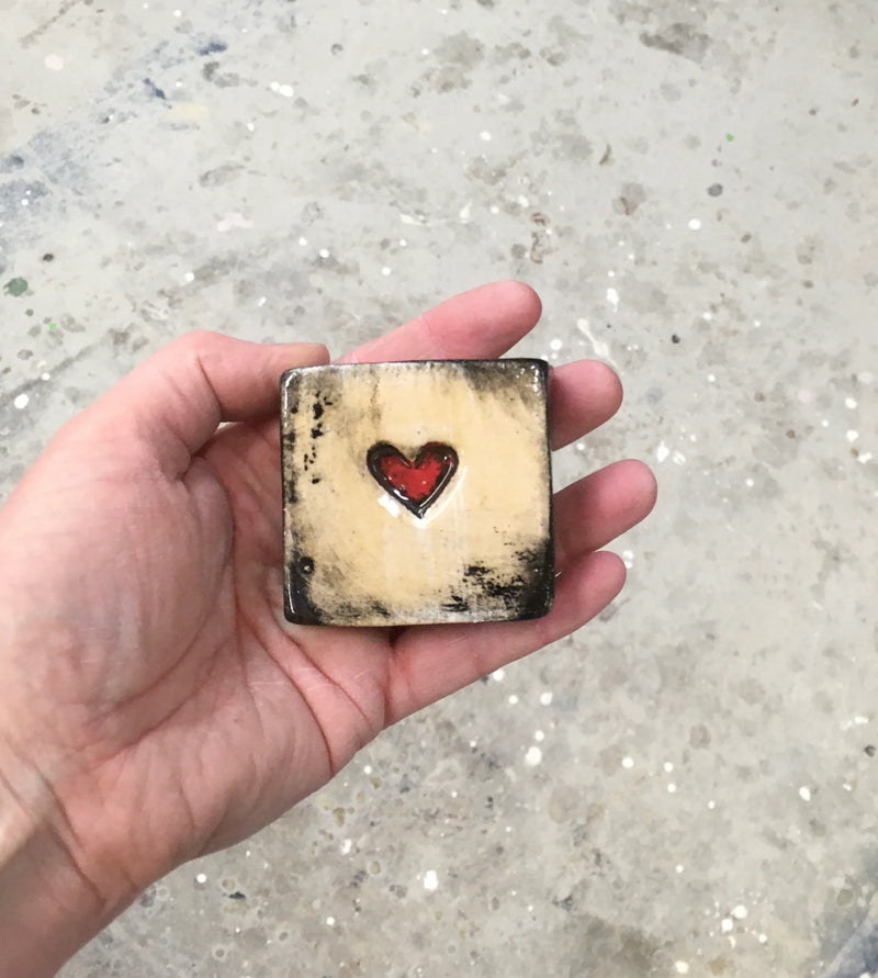 Handmade Square Ceramic - SMALL HEART