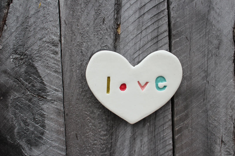 Handmade Ceramic Heart - LOVE