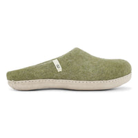 Wool Slippers Felted Mule Moss Green EGOS Copenhagen