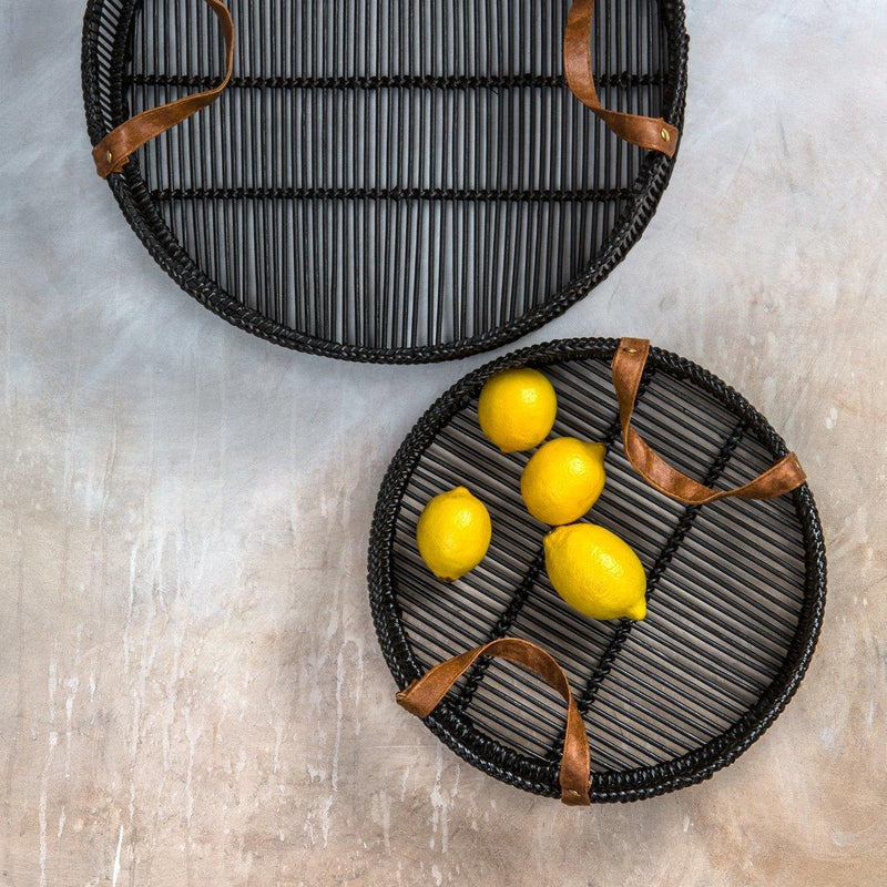 Zulu Bamboo Trays (Set of 2) Black