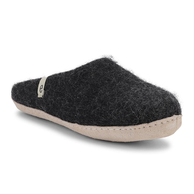 Wool Slippers Felted Mule Black EGOS Copenhagen