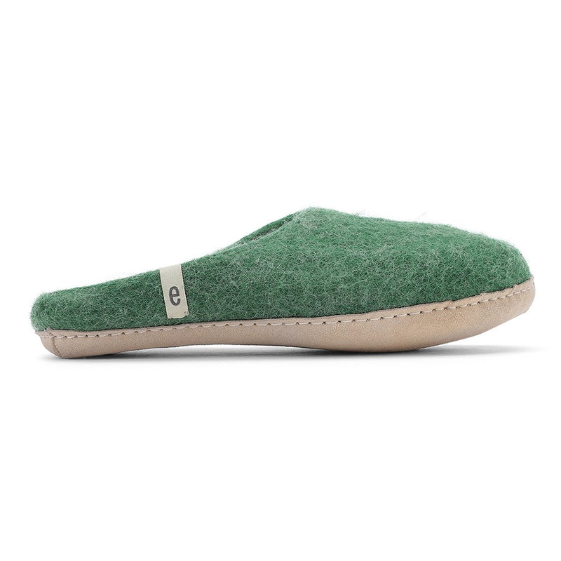 Wool Slippers Felted Mule Green EGOS Copenhagen