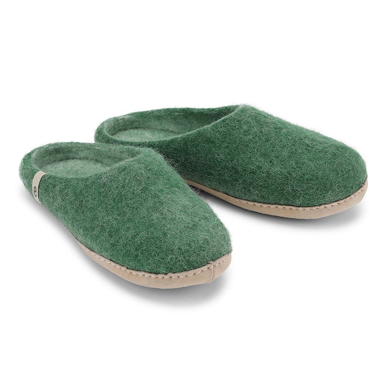 Wool Slippers Felted Mule Green EGOS Copenhagen