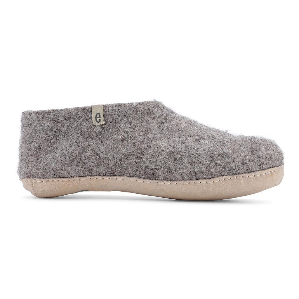 Wool Slipper Shoes Grey Felted Mule