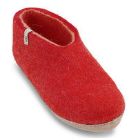 Wool Slipper Shoes Red Felted Mule