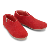 Wool Slipper Shoes Red Felted Mule