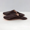 Mens Moroccan Leather Babouche Basic Slippers Chocolate