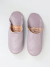 Womens Moroccan Leather Babouche Basic Slippers Dusky Violet