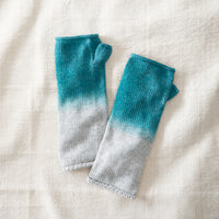 CHAYA Dipdye Ombre Wrist Warmer Fingerless Gloves / Teal Green