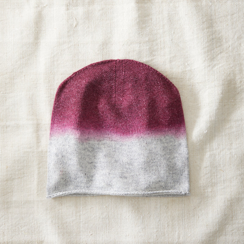 DARJA Ombre Dipdye Unisex Merino Slouch Beanie Hat / Raspberry Pink