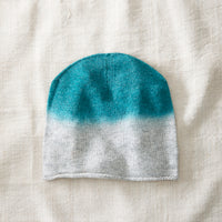 DARJA Ombre Dipdye Unisex Merino Slouch Beanie Hat / Teal Green / Light Grey