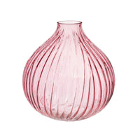 Round Fluted Glass Vase Pink