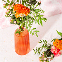 Tall Fluted Glass Vase Amber