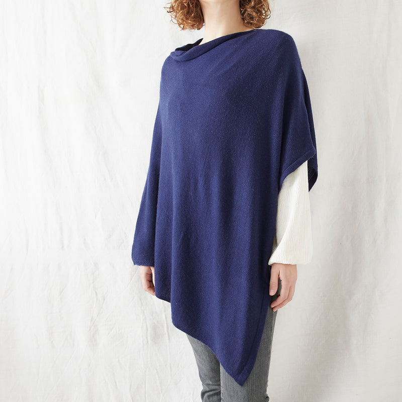 RISI Luxury Merino Cowl Poncho / Navy Blue