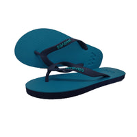 Waves Unisex 100% Natural Rubber Flip Flop  Turquoise  /  Navy