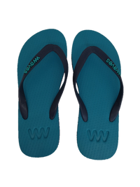 Waves Unisex 100% Natural Rubber Flip Flop  Turquoise  /  Navy