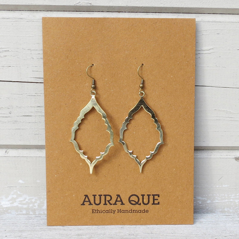 Dallu Handmade Minimalist Brass Cut Metal Earrings