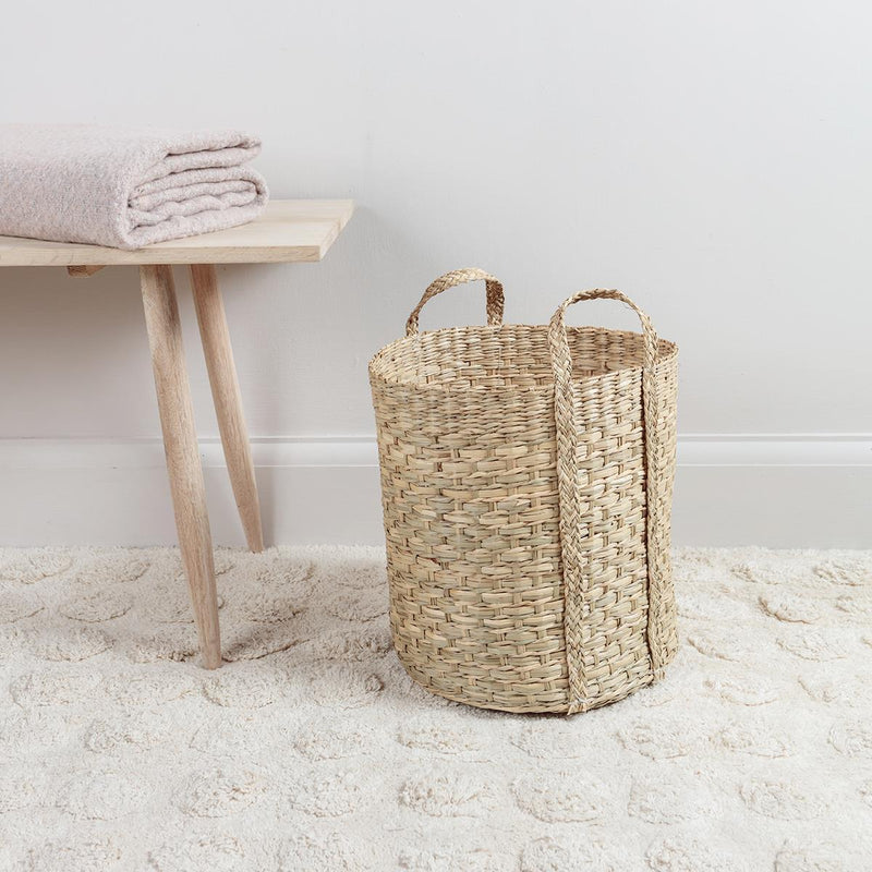 Tall Seagrass Basket with Handles Small