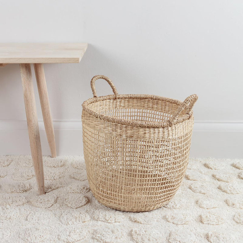 Woven Seagrass Basket with Handles Medium