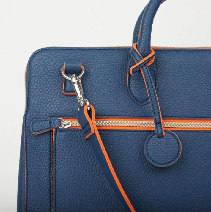 Balsas Document and Laptop Portfolio Bag - Navy/Orange