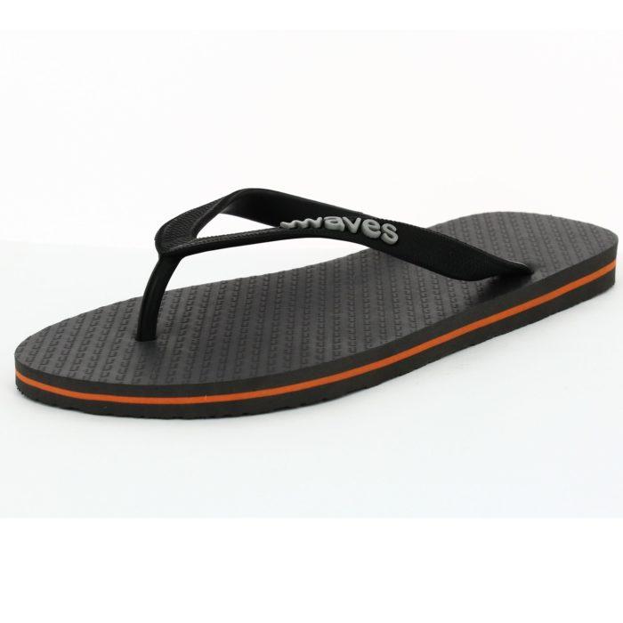 Waves Mens 100% Natural Rubber Flip Flop   Grey / Orange