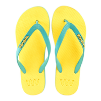 Waves Womens 100% Natural Rubber Flip Flop   Light Blue  / Yellow