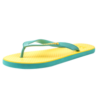 Waves Womens 100% Natural Rubber Flip Flop   Light Blue  / Yellow