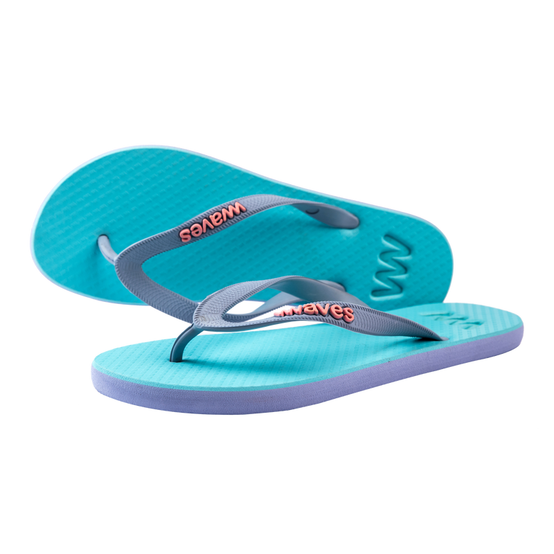 Waves Womens 100% Natural Rubber Flip Flop   Lilac  / Blue