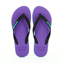 Waves Womens 100% Natural Rubber Flip Flop  Turquoise  /  Purple