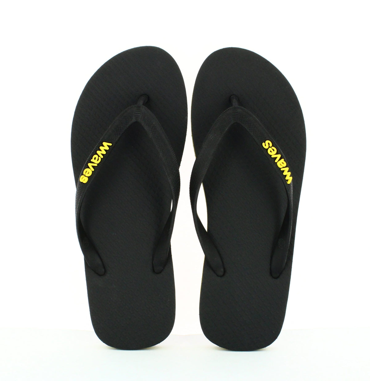 Waves Unisex 100% Natural Rubber Flip Flop   Black  / Yellow